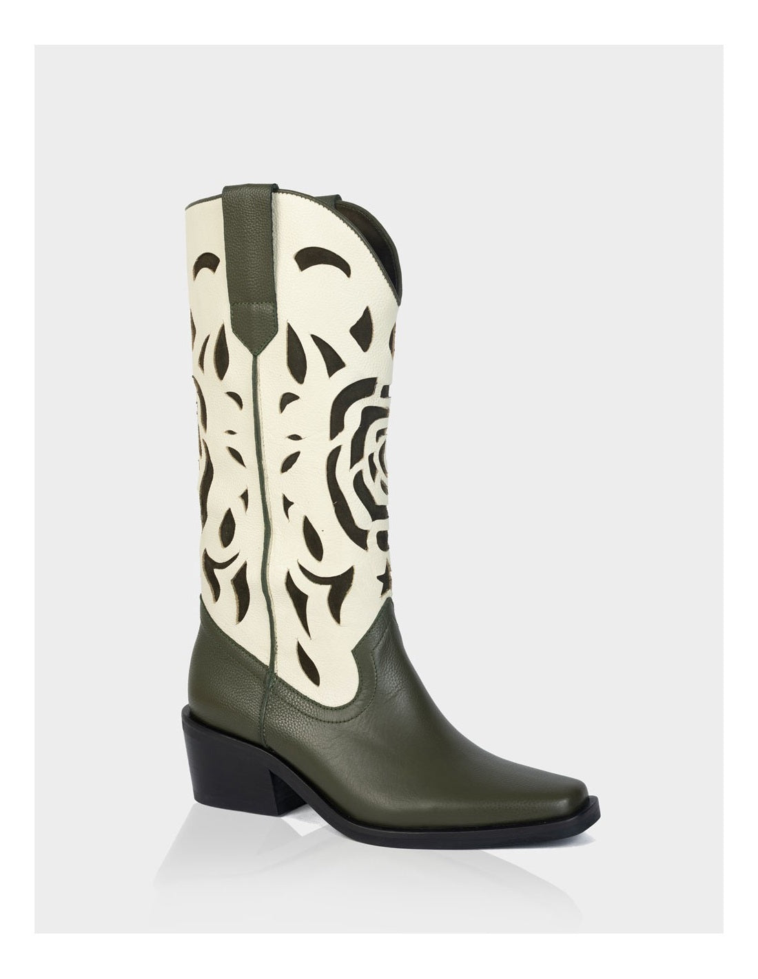 Bota Texana Queenrose Beige/Verde