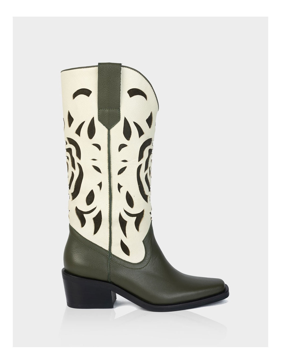 Bota Texana Queenrose Beige/Verde