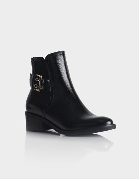 Botin Eden Cuero Brillanil Negro