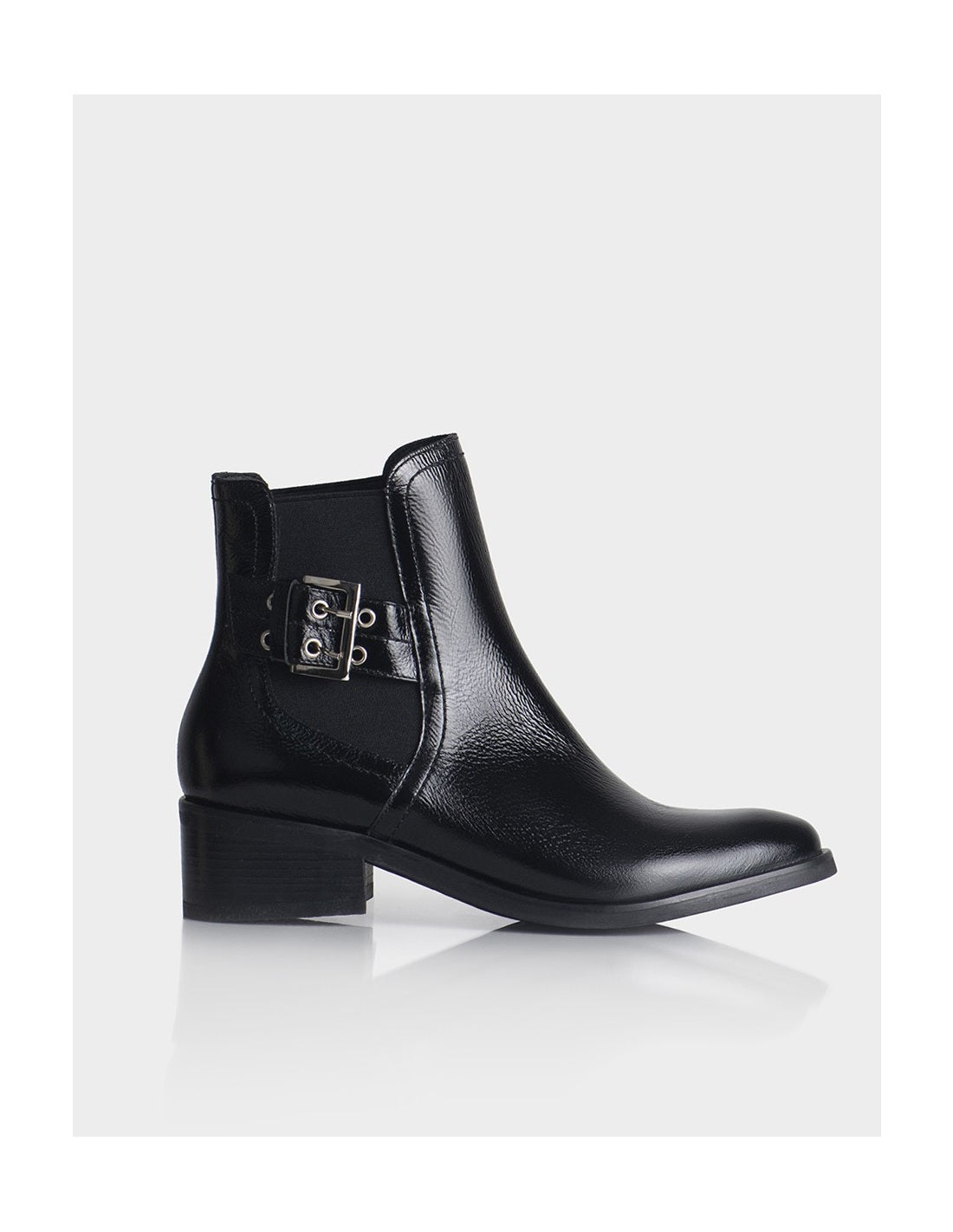 Botin Eden Cuero Brillanil Negro